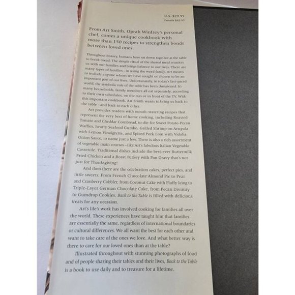Back to the Table: The Reunion of Food and Family by Art Smith (2001, Hardcover) - Picture 4 of 9